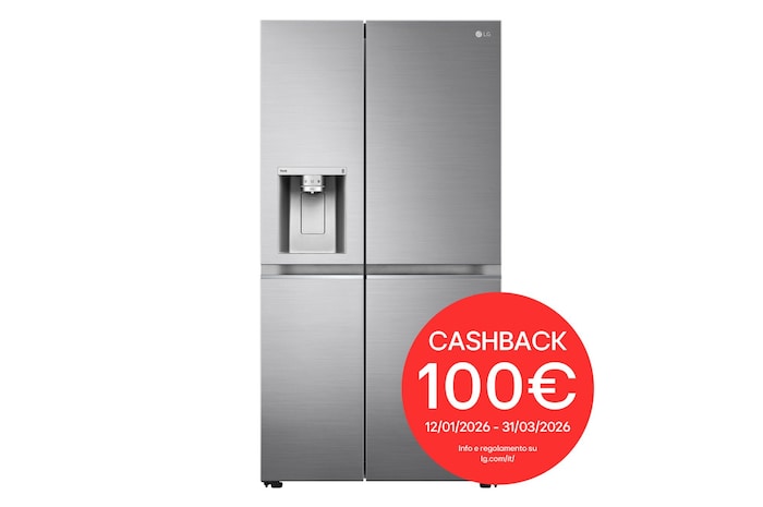 LG Frigorifero Side-by-Side | Classe D, 635L | Wi-Fi, Dispenser con allaccio, UVnano, No frost | Inox, GSLV90PZAD